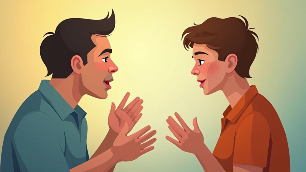 Duas conversas em simultâneo, uma com sotaque americano e outra britânico, mostrando diferenças linguísticas em cores distintas