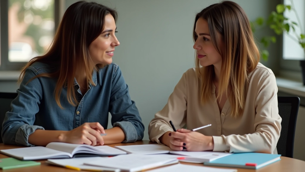 Ambiente moderno de aprendizado com pessoas em discussão sobre linguagem