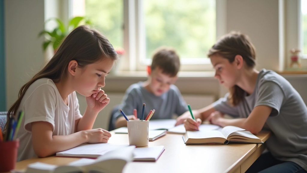 Estudantes com livros e materiais de aprendizagem